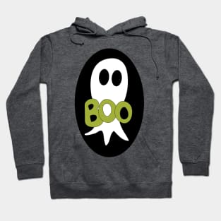 Cute Halloween ghost cartoon with BOO text Hoodie